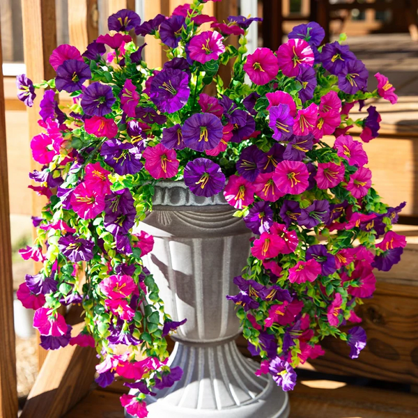 1PCS Artificial Hanging Flowers Silk Morning Glory Fake Flower UV Resistant Outdoor Hanging Plants for Wedding Home Garden Decor